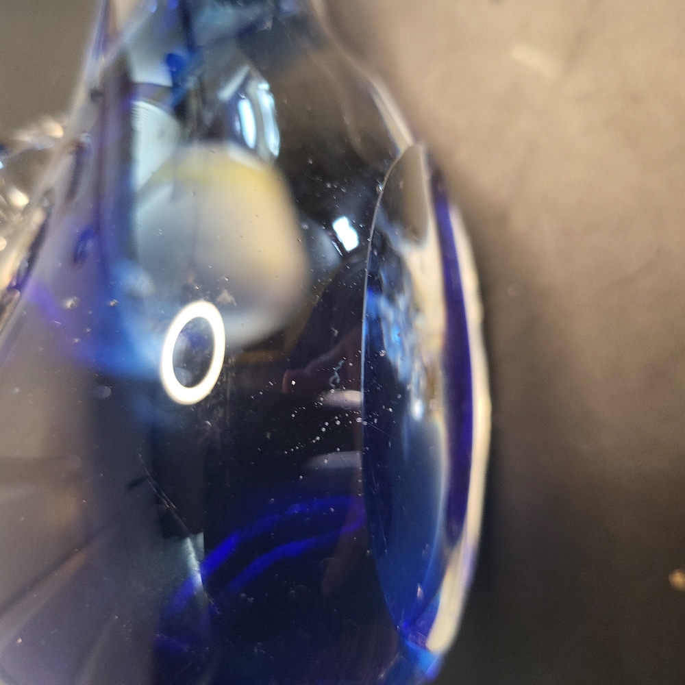 Hand Blown Glass Blue Bird with Gold Flakes - Picture 10 of 10